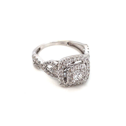14k White Gold 1.5 CT TW Diamonds Engagement Ring
