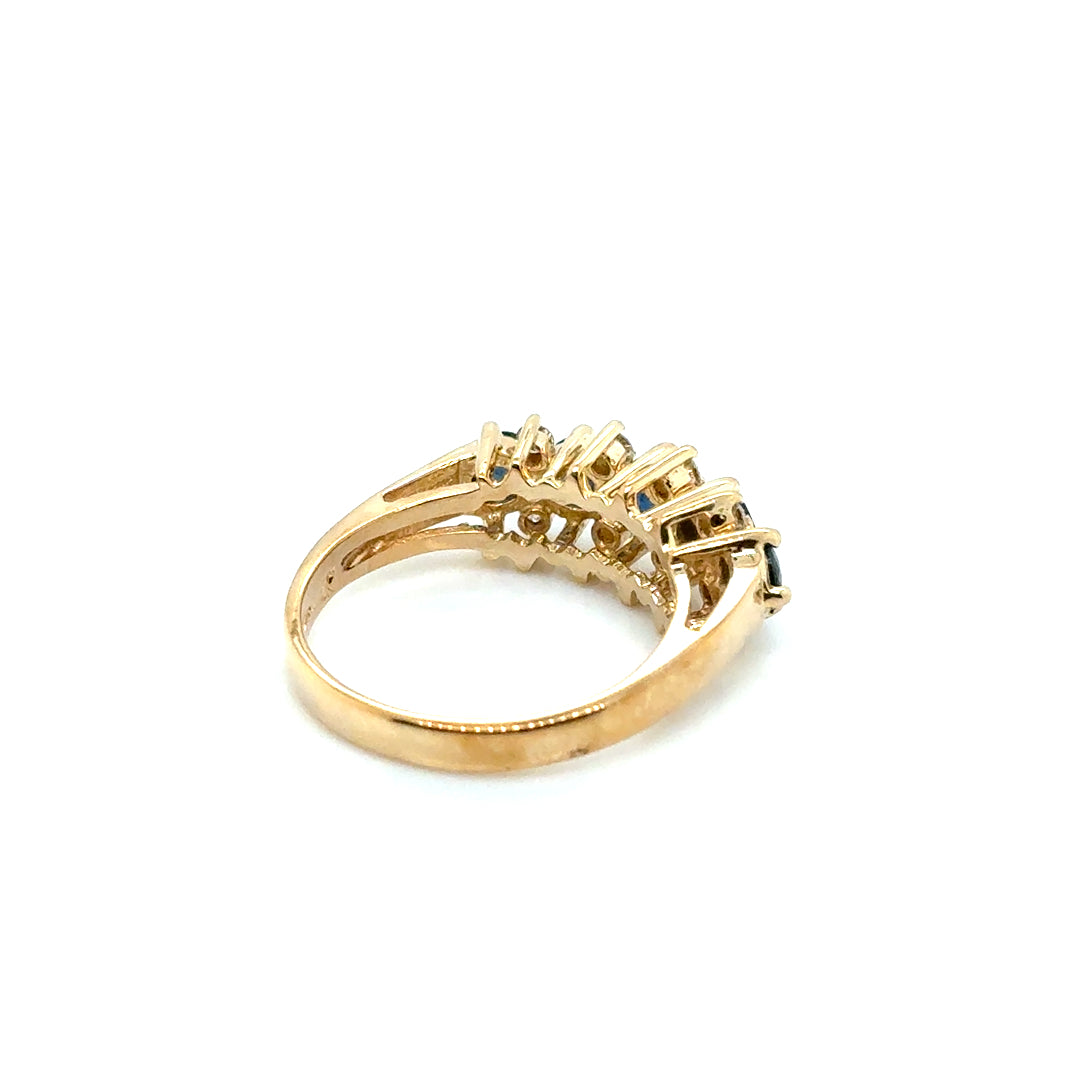 14k Yellow Gold Sapphire and Diamond Ring
