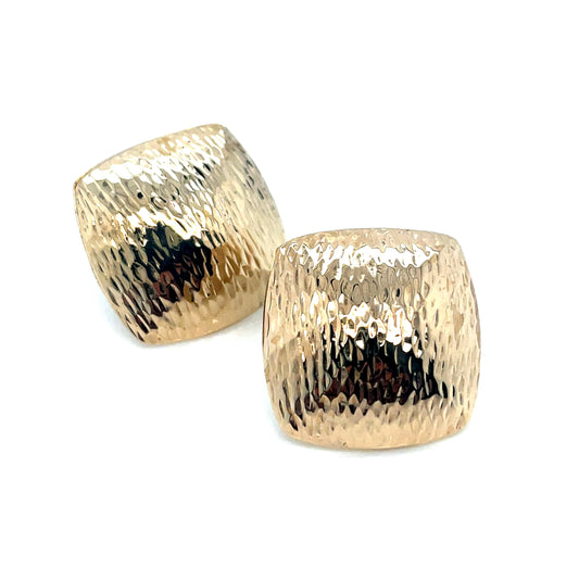 14k Yellow Gold Square Earrings