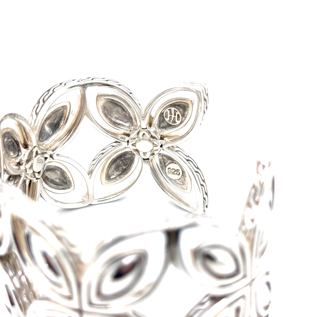 JOHN HARDY Designer 925 Sterling Silver Kawung Flower Cuff Bangle Bracelet